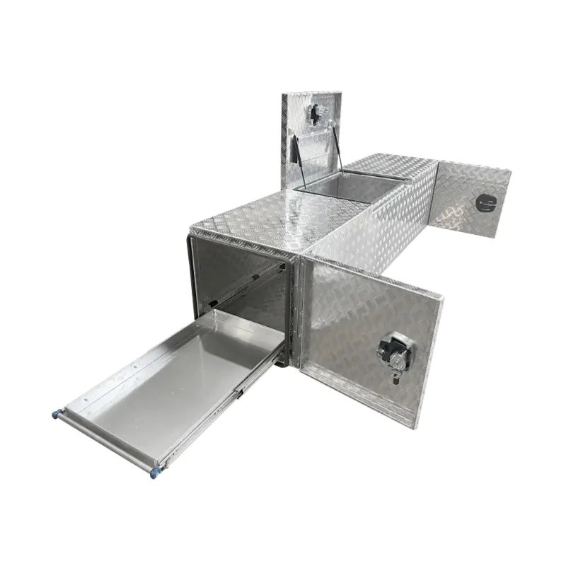2200 x 550 x 550mm Aluminium 3 Lid Slides BBQ Generator Camper Toolbox