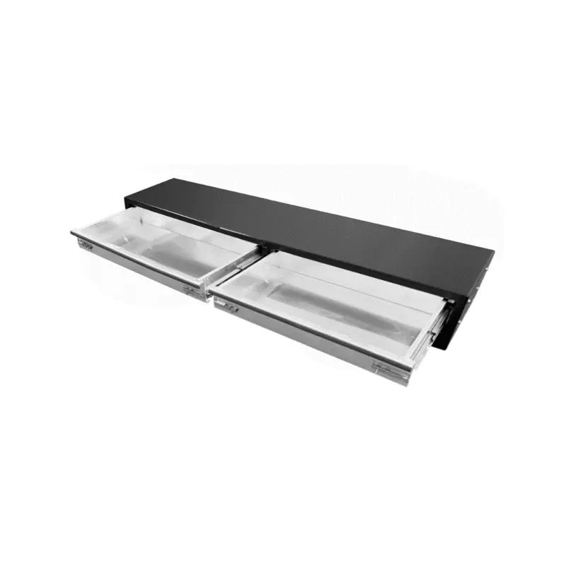 1920 x 440 x 230mm Black Aluminium 2 Drawer Unit
