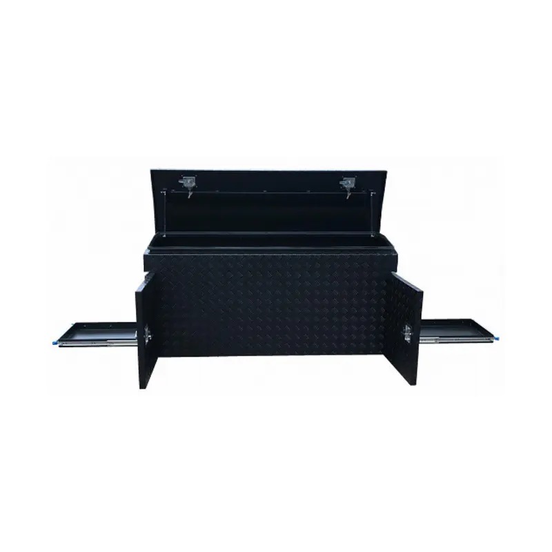 1700 × 550 × 800mm Black Aluminium Checker Caravan Box