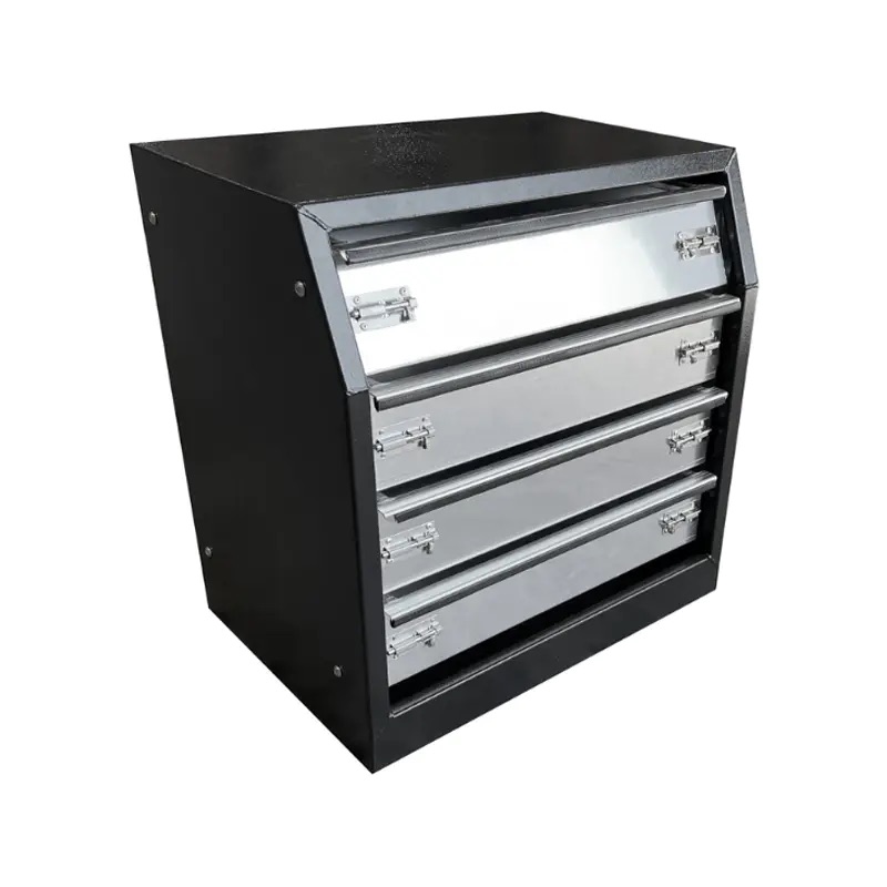 600 × 430 × 620mm Black Aluminium 4 Drawer