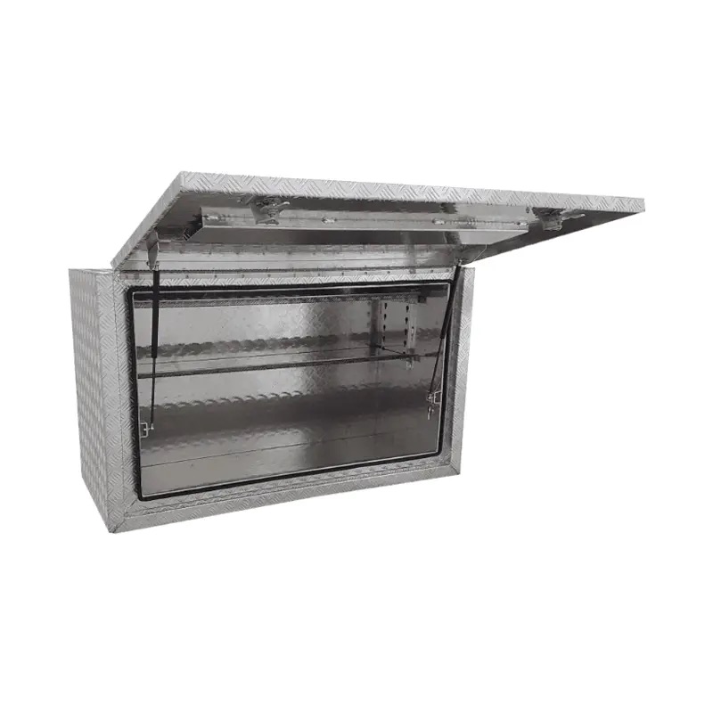 1400 × 600 × 820mm Aluminium Checker Full Side Opening Square Edge Ute